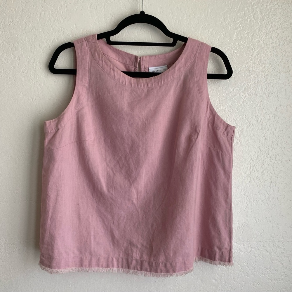 Linen Cotton Blend Dusty Rose Tank Top, Size Small